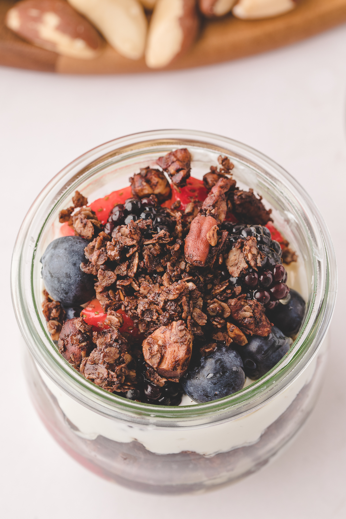 Yogurt Parfait with Fruit and Chocolate Granola Pretty Domesticated